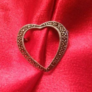Sterling Marcasite pin brooch